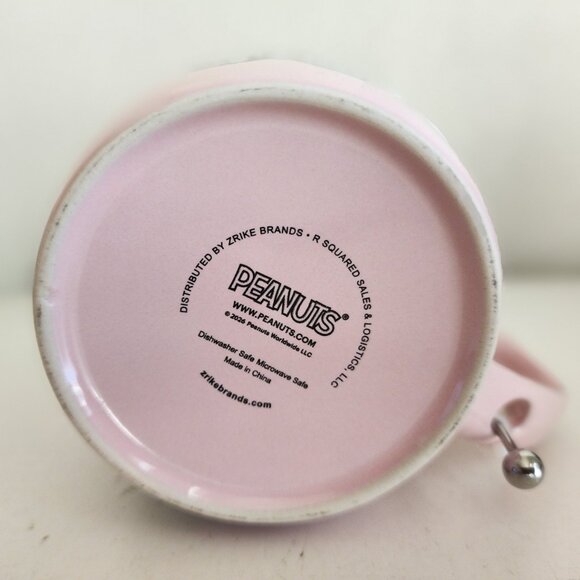 Peanuts Snoopy Valentines Mug with Stirrer Coffee Tea Pink with Hearts Zrike - Picture 6 of 6